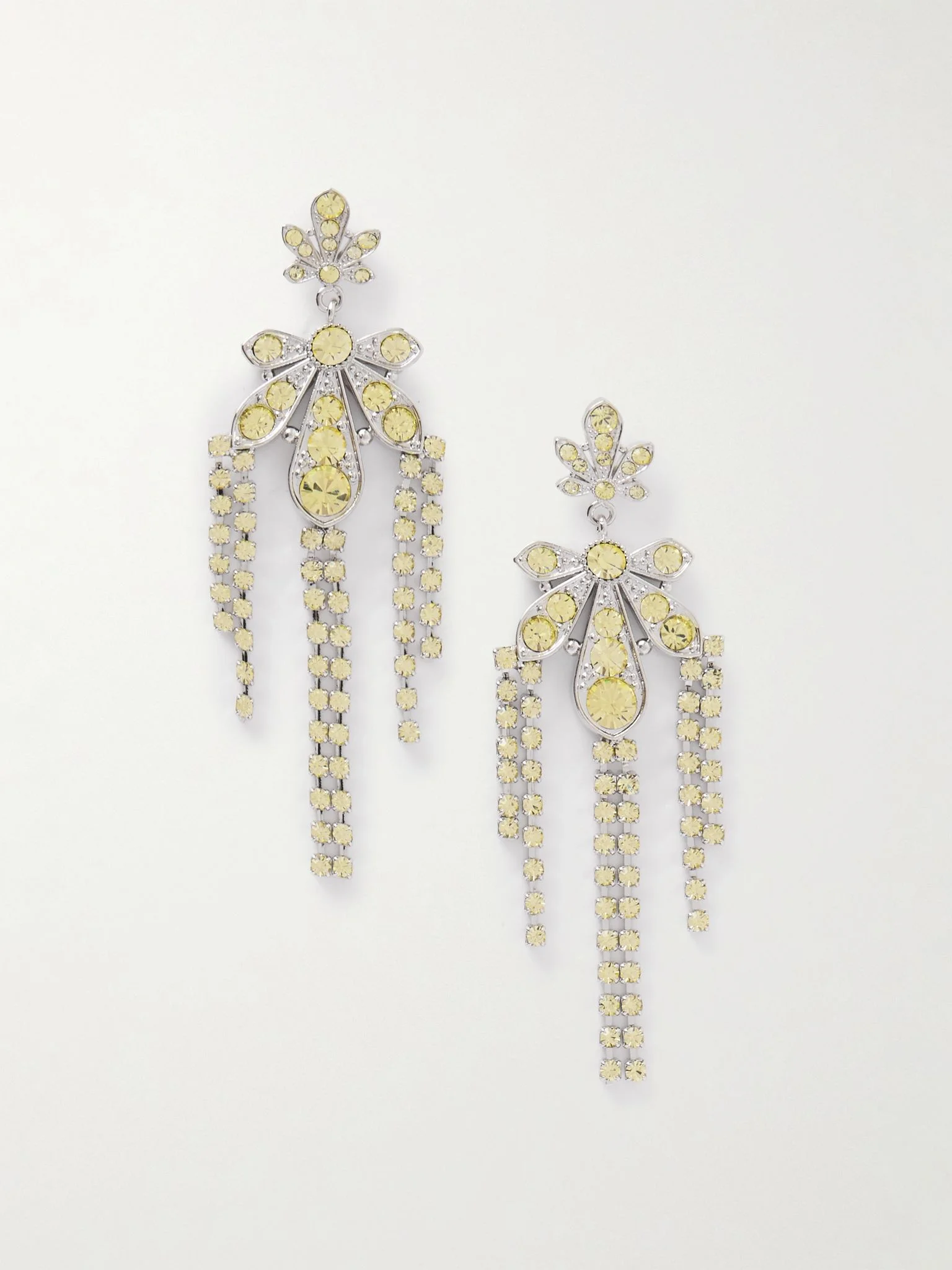 Silver-tone crystal earrings Yellow - 1