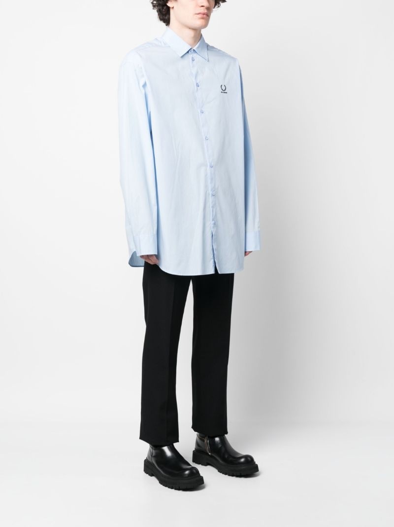 embroidered-logo oversized shirt - 3