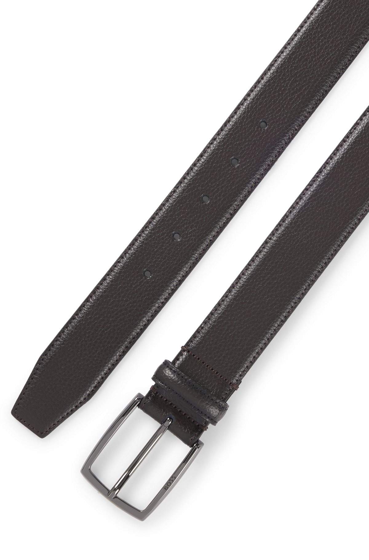 ITALIAN-MADE GRAINED-LEATHER BELT WITH LOGO BUCKLE - 3