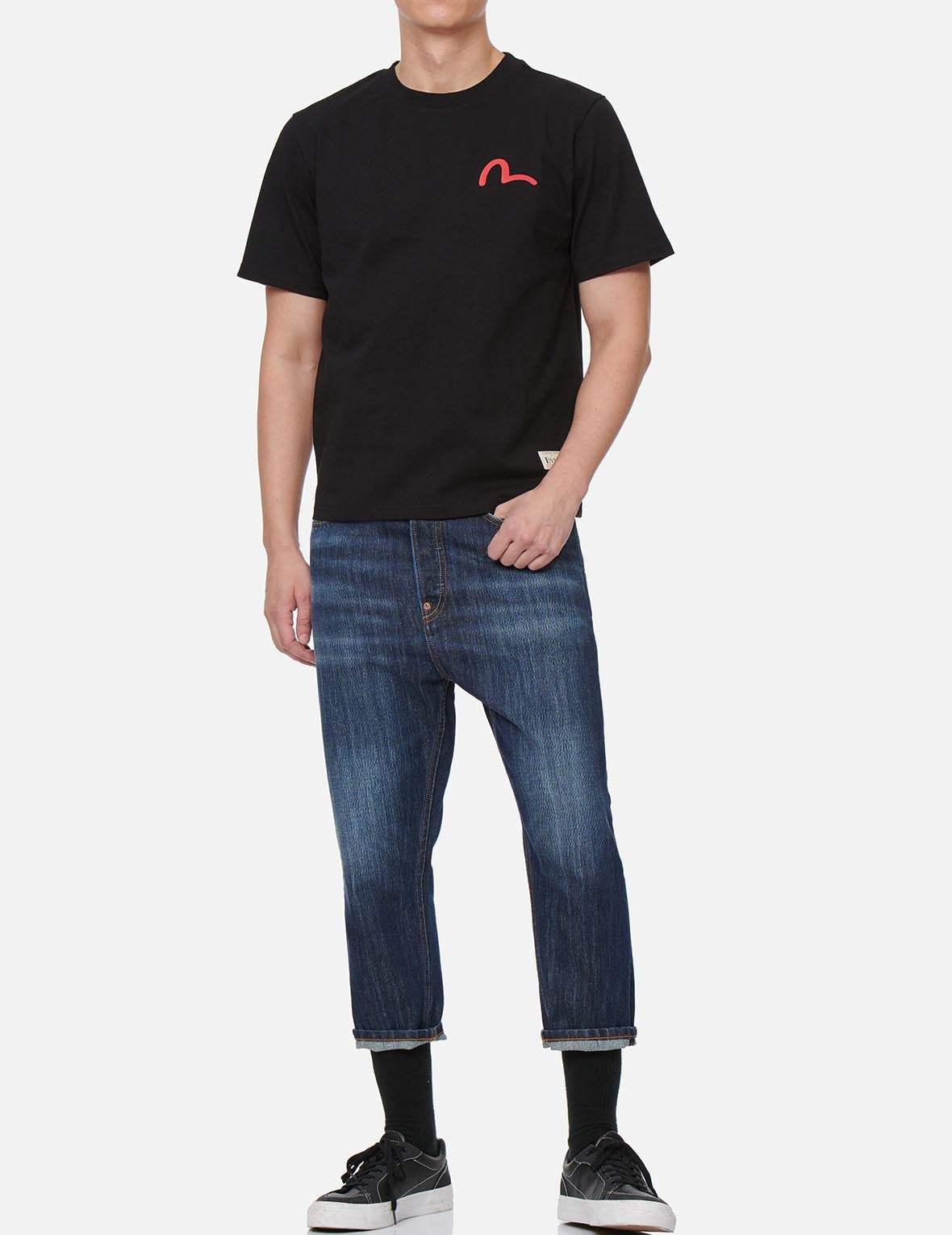 Seagull and Proverb Print Cropped Fit Jeans #2027 - 4