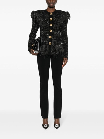 Balmain lurex chunky-knit cardigan outlook