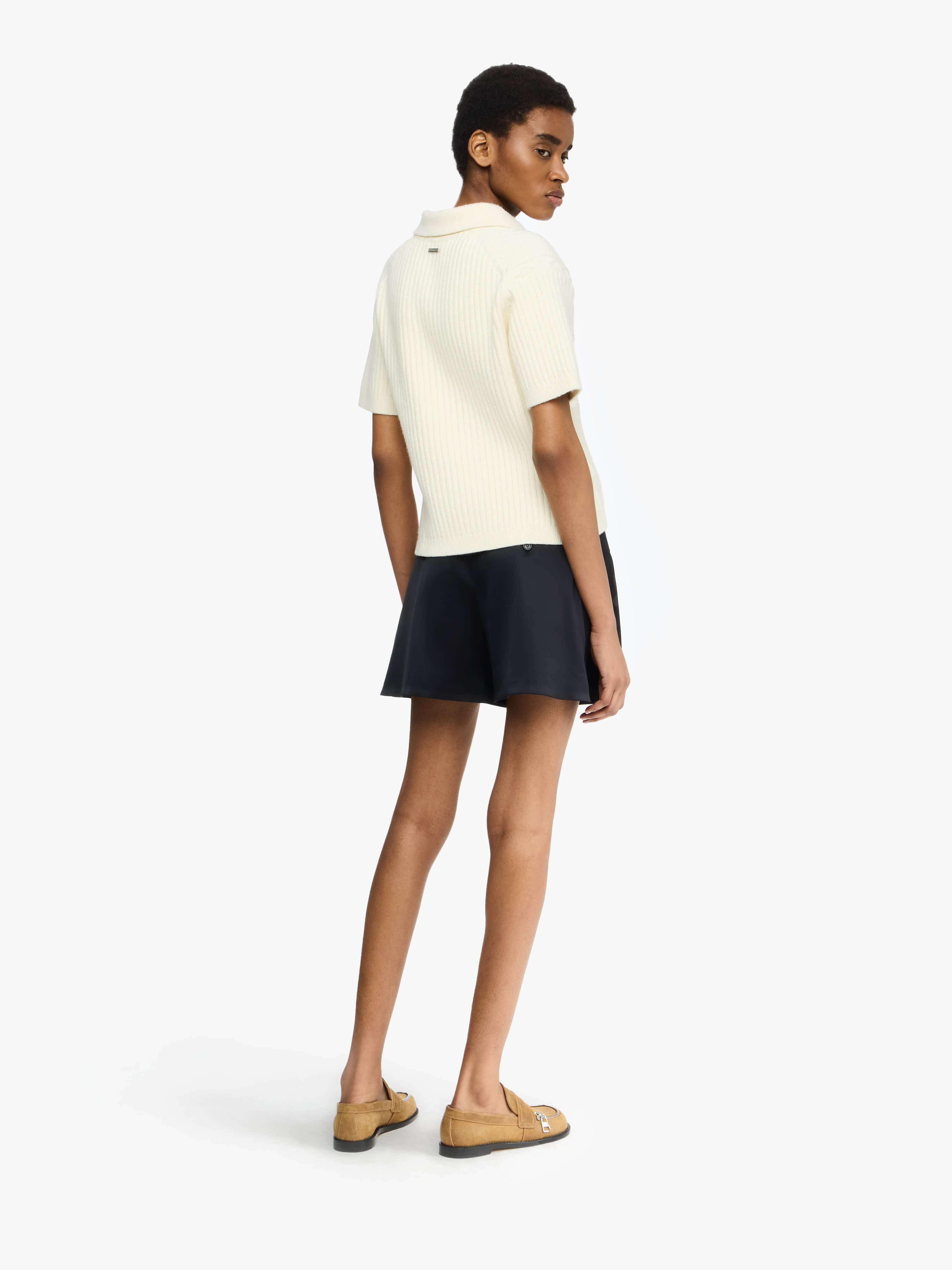 CROPPED CABLE KNIT POLO - 3