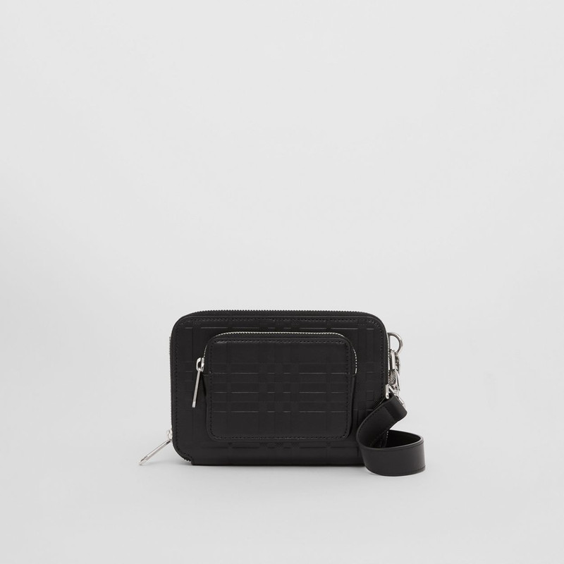 Embossed Check Leather Crossbody Bag 1