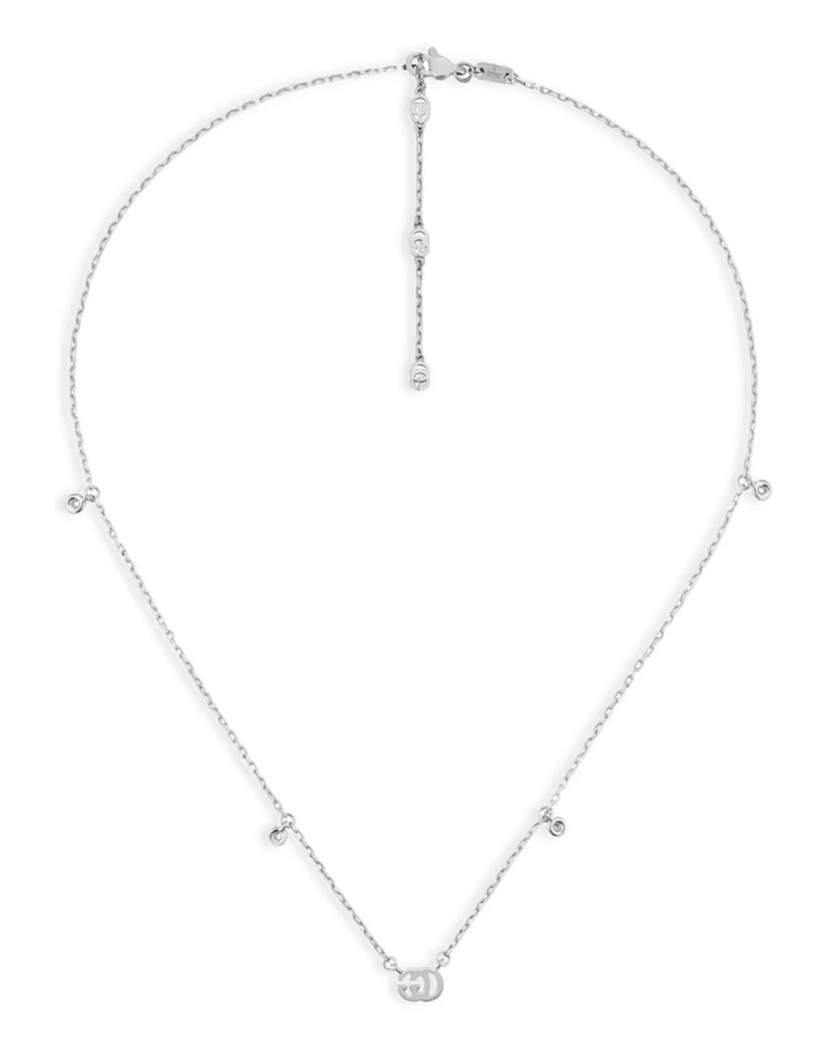 18K White Gold GG Running Chain Diamond Necklace, 14.5" - 2