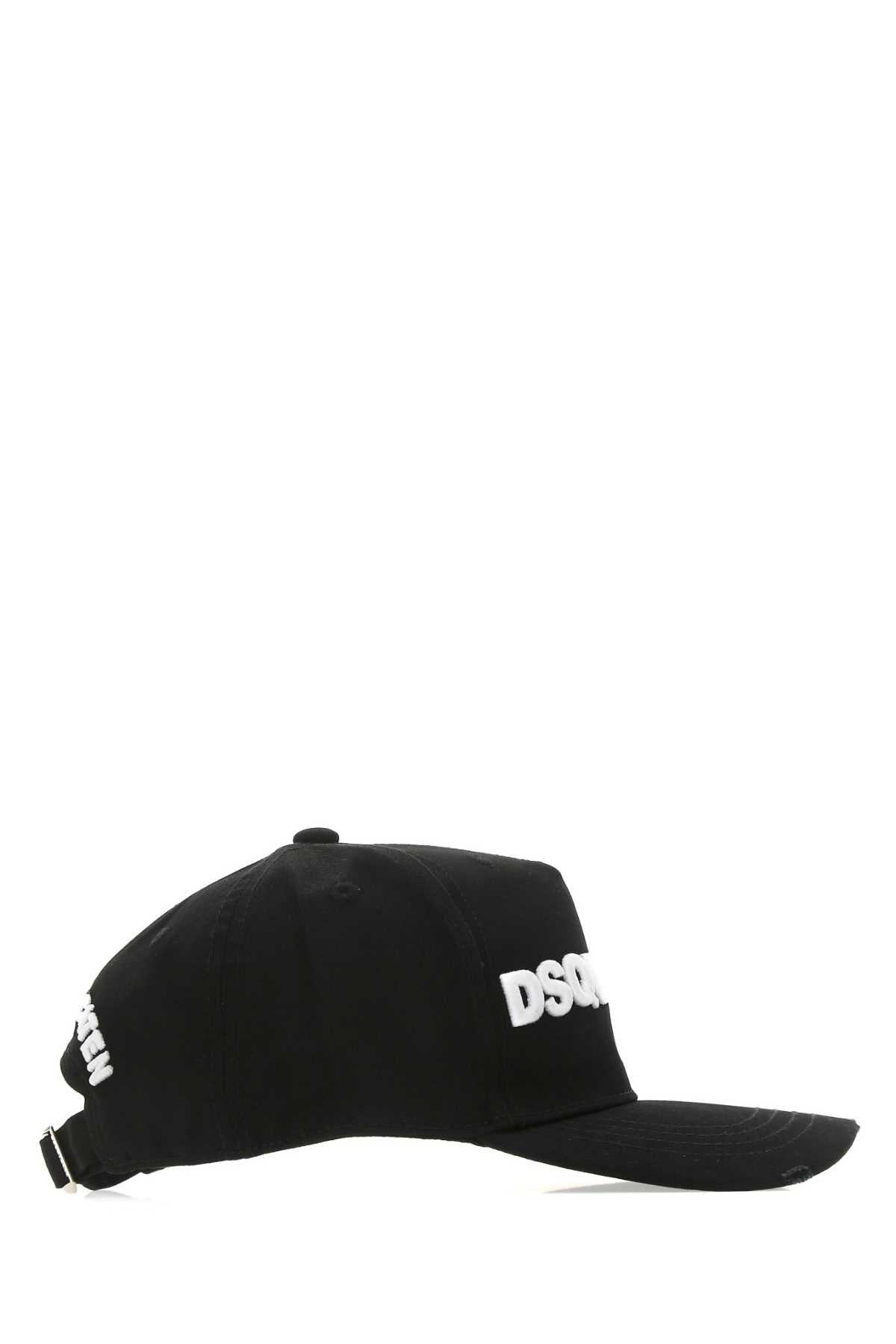 Dsquared Men Black Gabardine Baseball Cap - 2