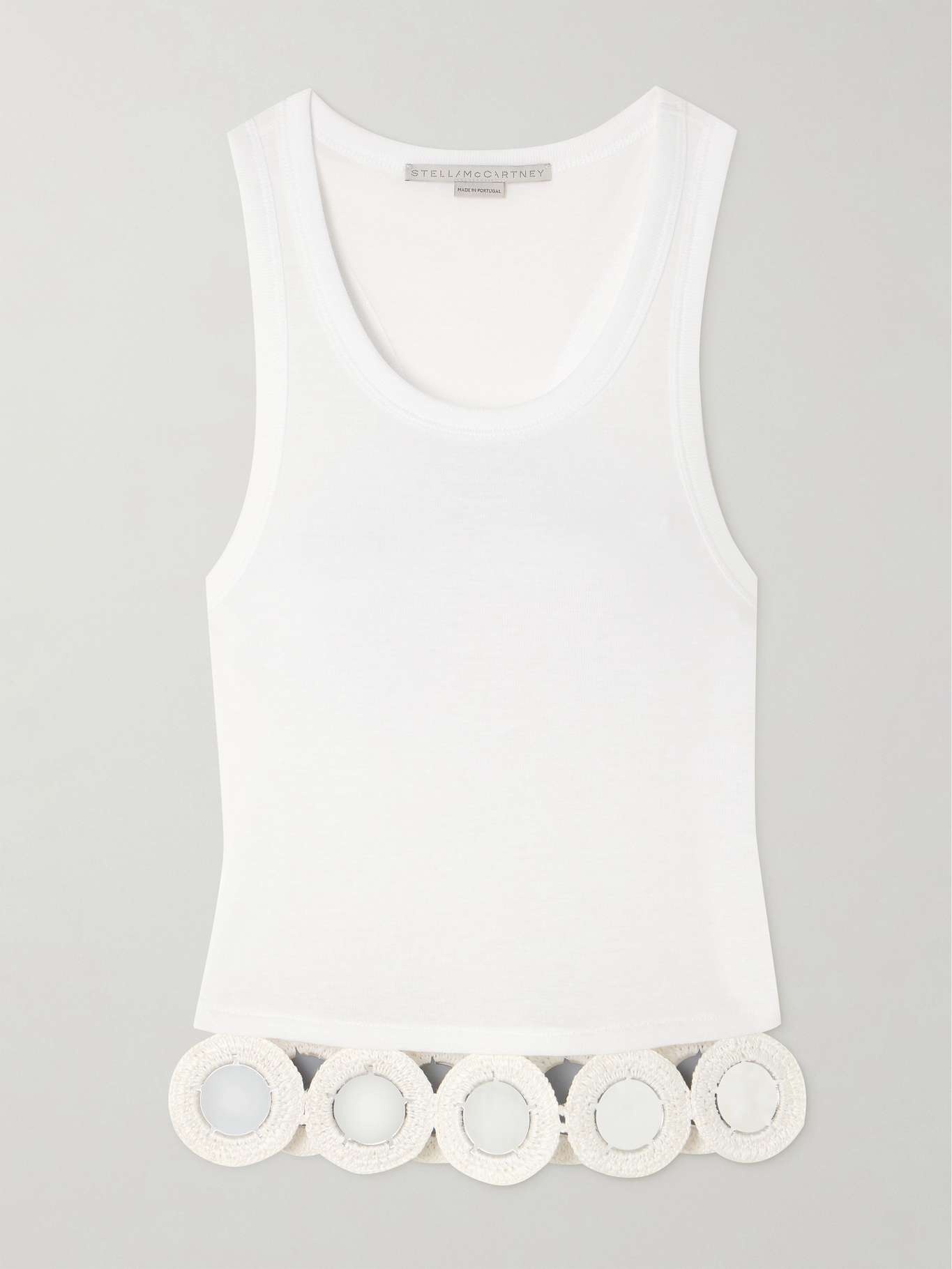 Embellished crochet-trimmed Lyocell and cotton-blend tank - 1