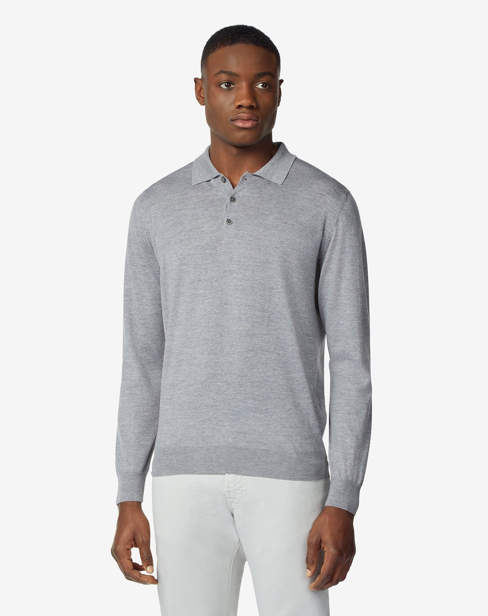 Grey ultra-light cotton polo shirt - 2