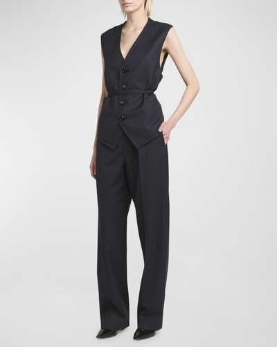 Bottega Veneta Subtle Striped Straight-Leg Wool Trousers outlook