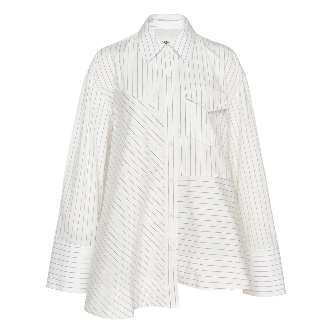 Asymmetrical Stripe Trapeze Shirt - 1