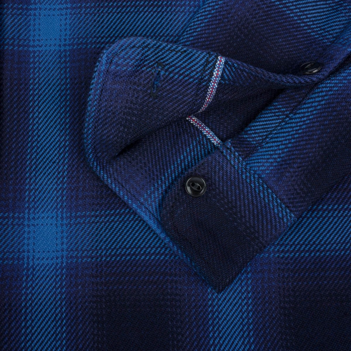 IHSH-349-IND 9oz Selvedge Ombré Check Work Shirt - Indigo - 11