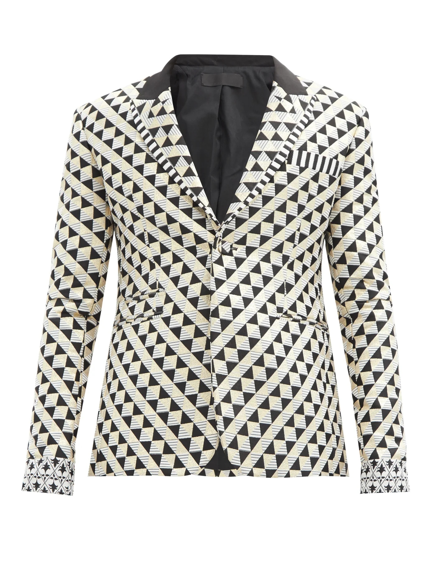 Single-breasted geometric-jacquard jacket - 1