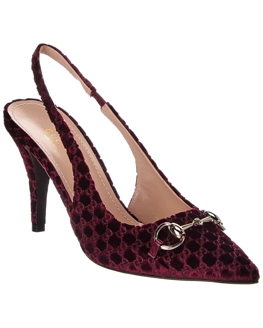 Gucci Horsebit GG Velvet Slingback Pump - 1