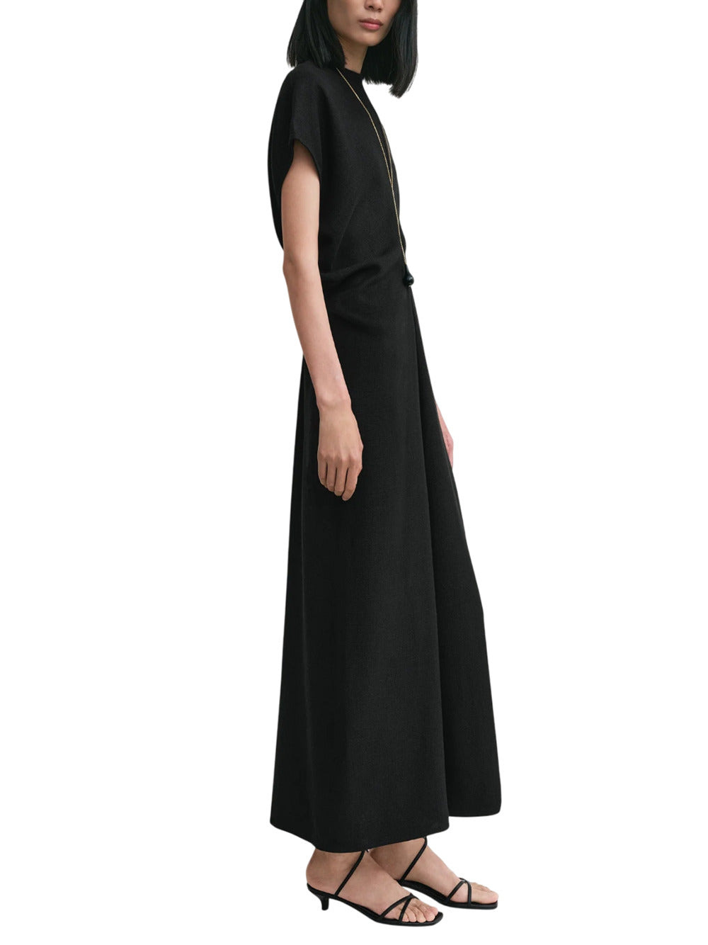 Toteme Women Black Woven Dress With Loose Waist - 3