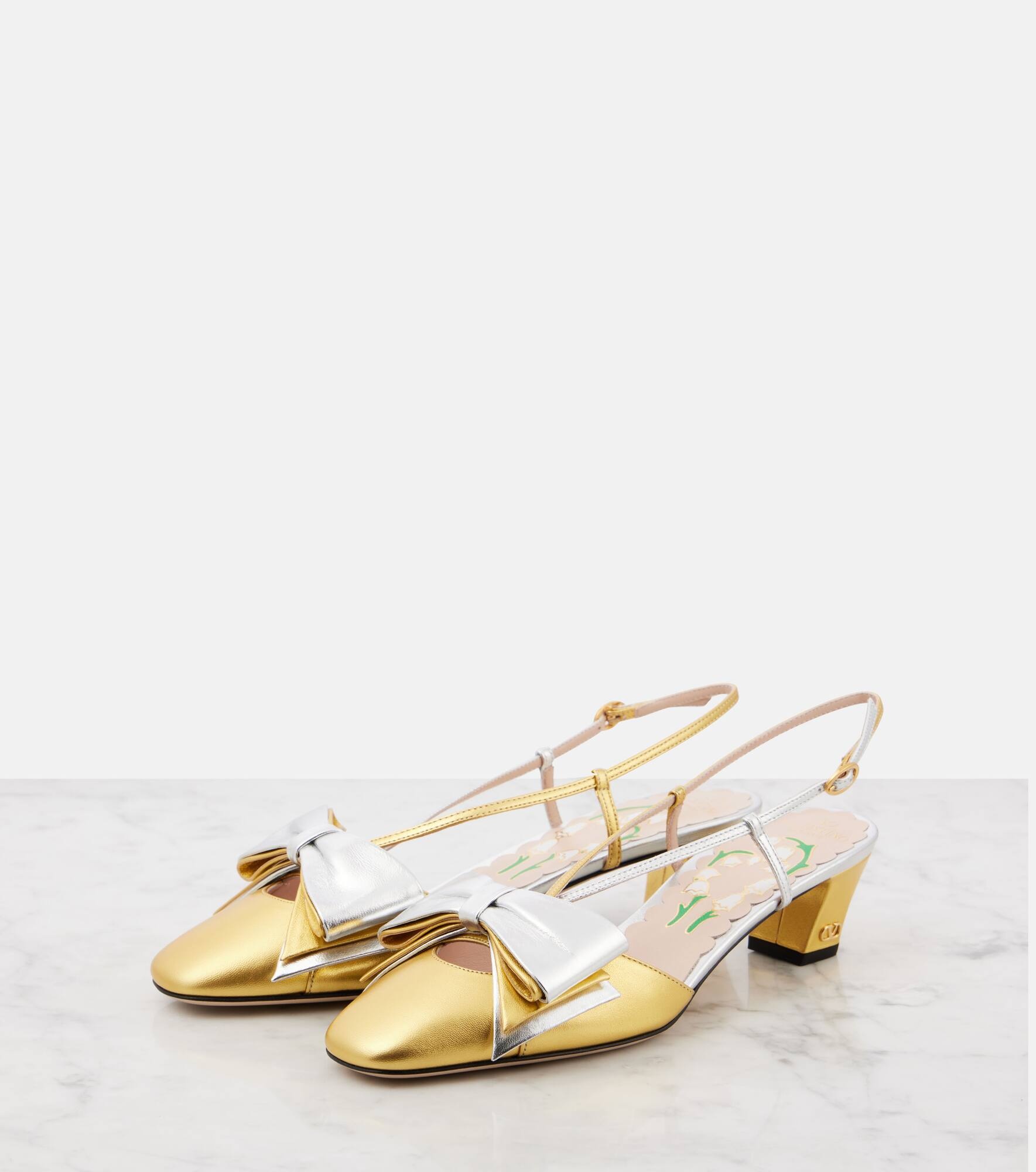 Bowow 45 metallic leather slingback pumps - 4