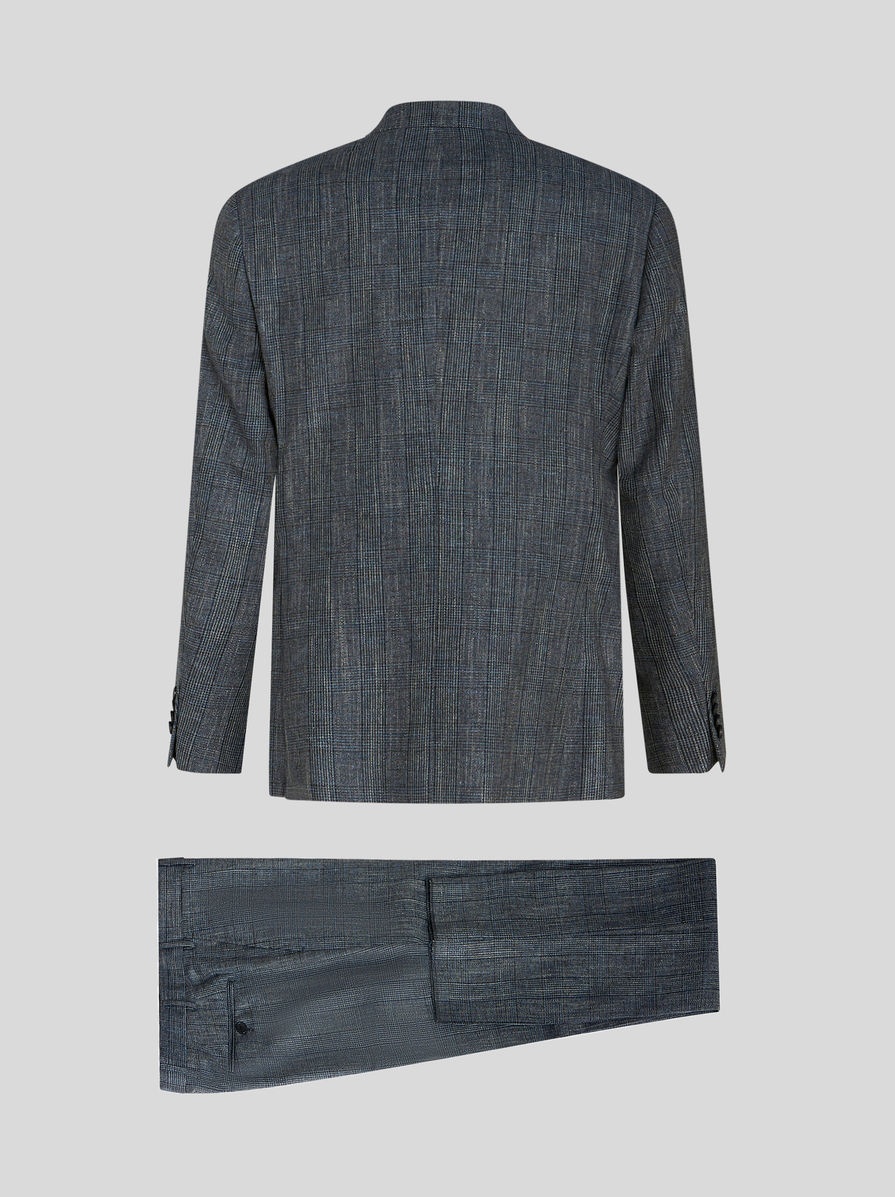 CHECK SUIT IN WOOL, COTTON AND LINEN - 5