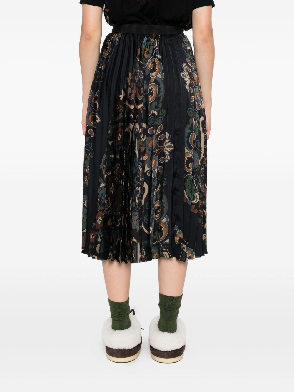 pleated paisley print skirt - 4