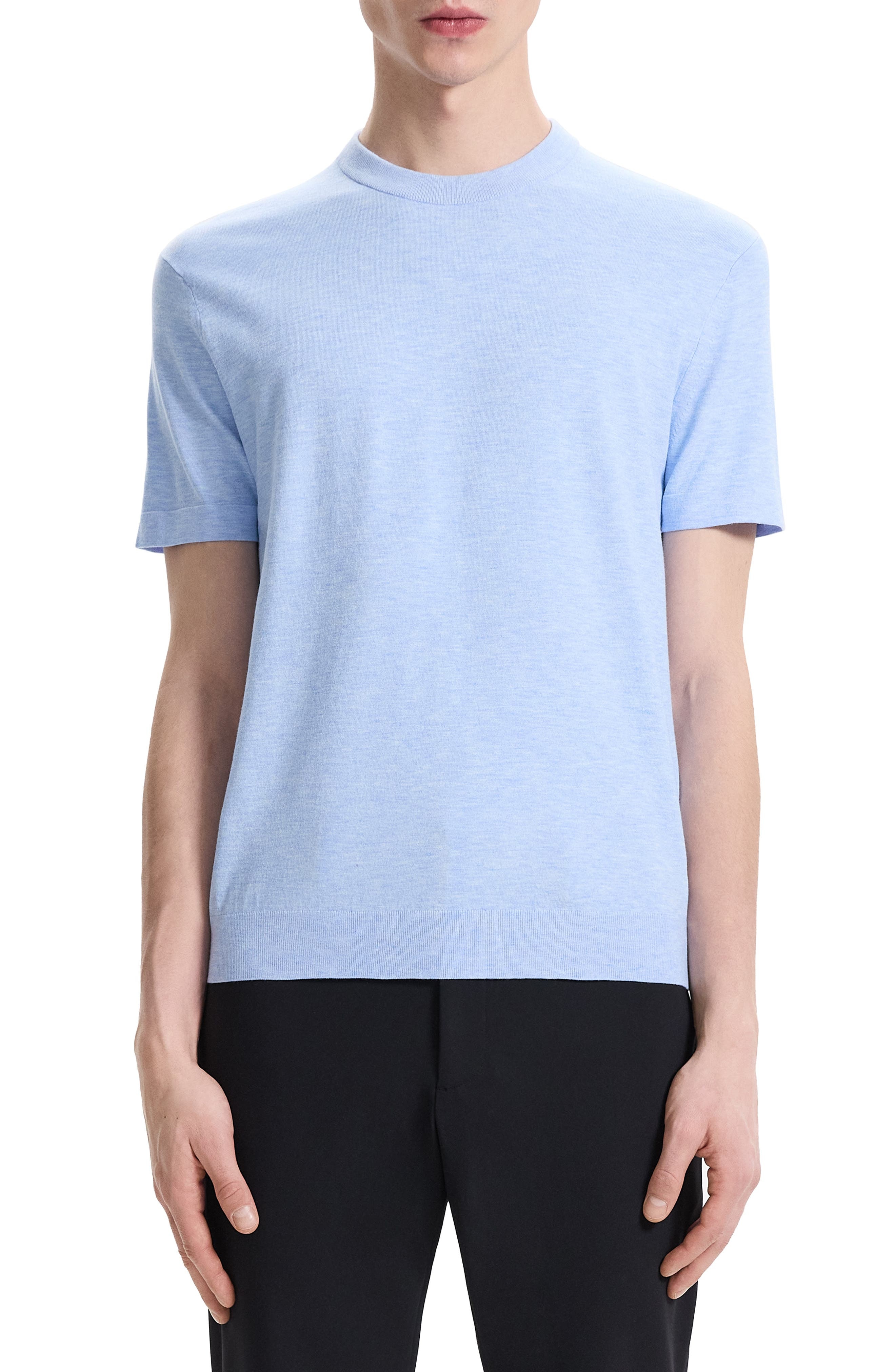 Theory Sarior Short Sleeve Sweater in Skylight Melange at Nordstrom - 1
