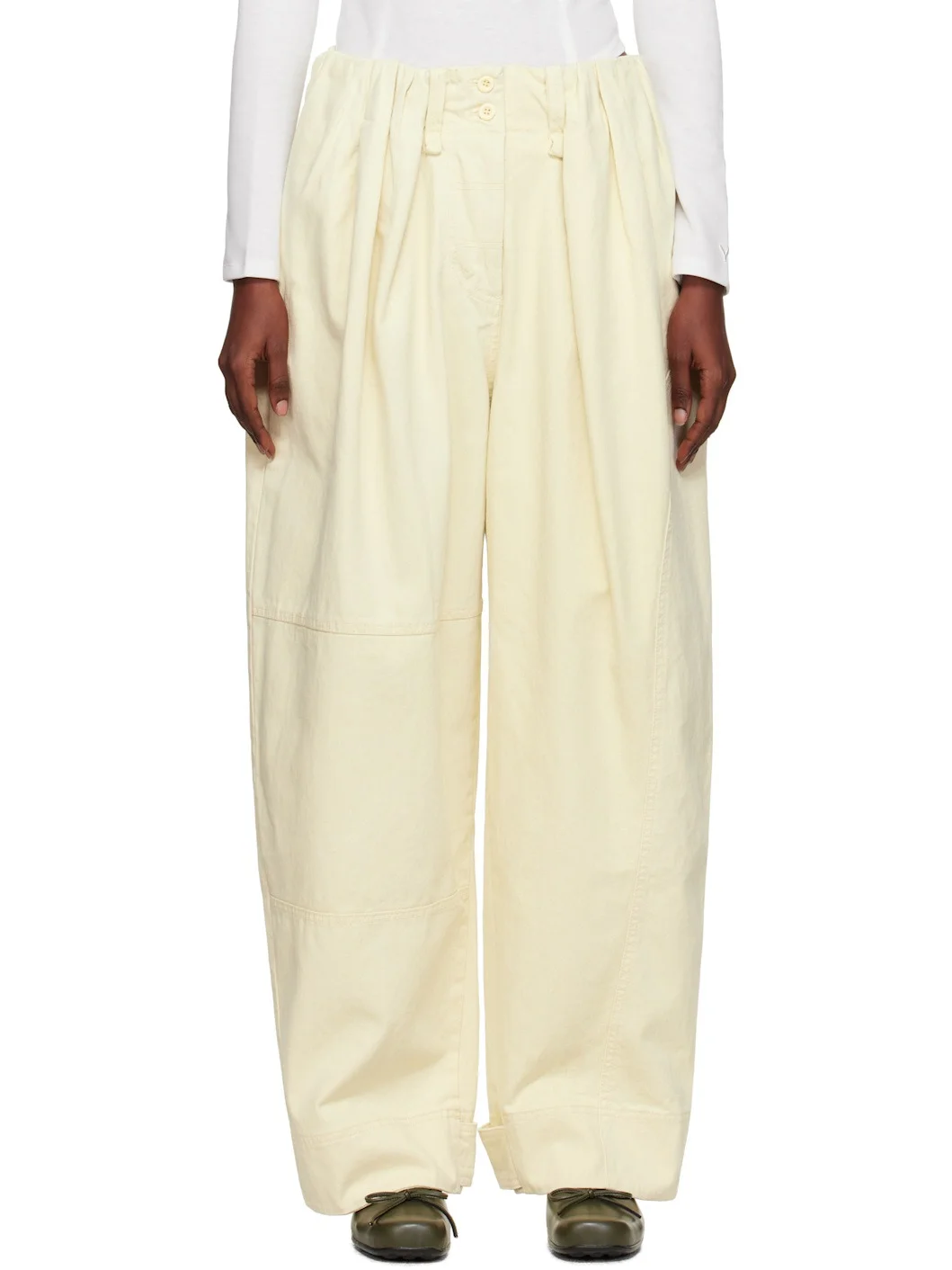 Yellow Full Gather Trousers - 1