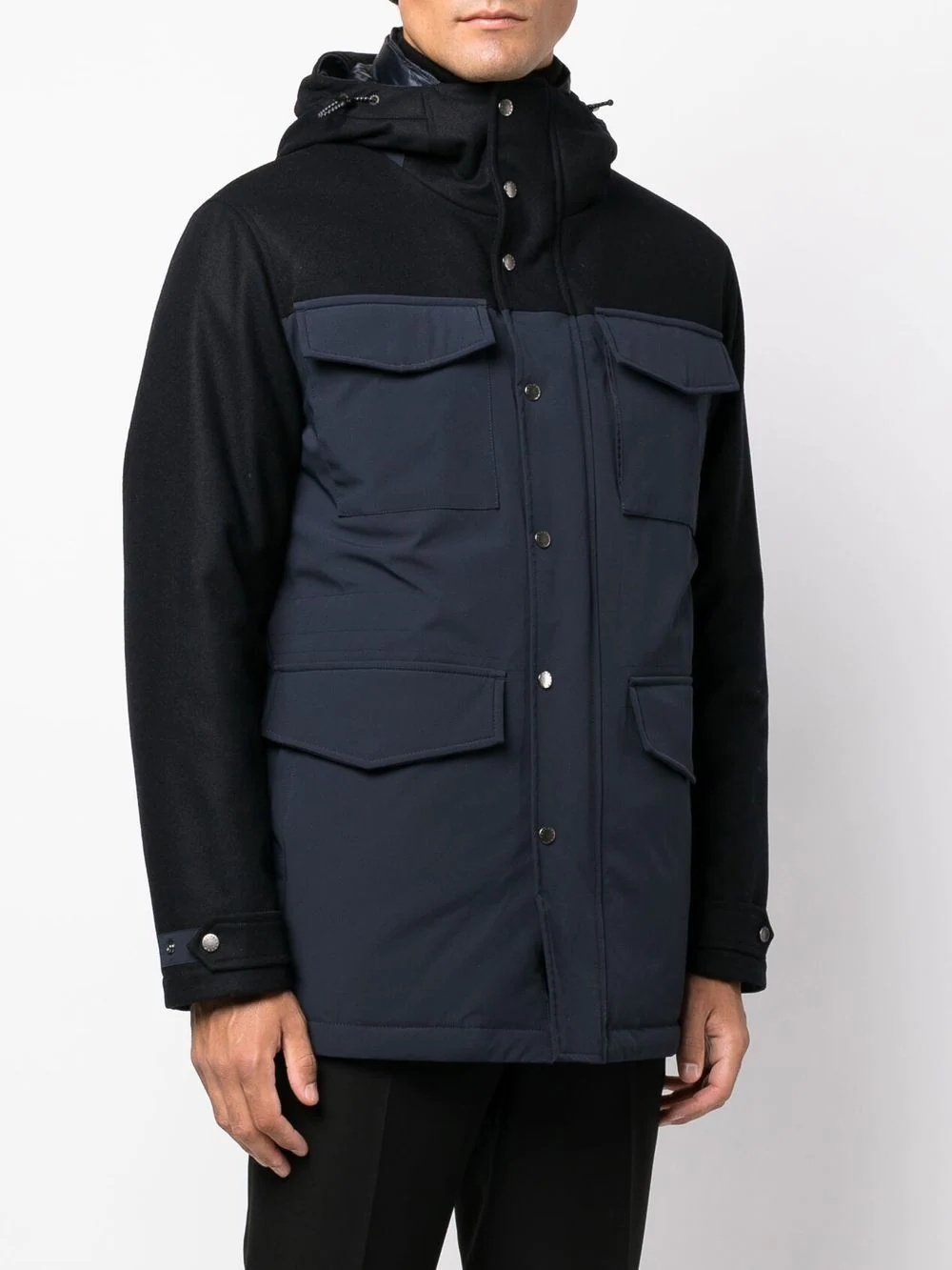 multi-pocket down hooded coat - 3