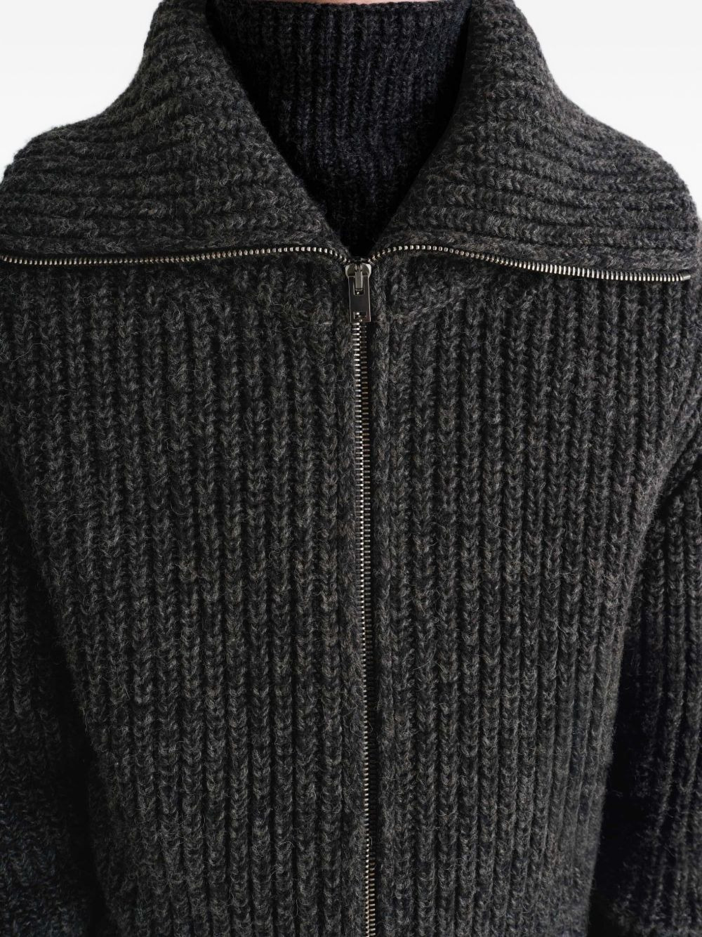 ribbed zip-up cardigan - 5
