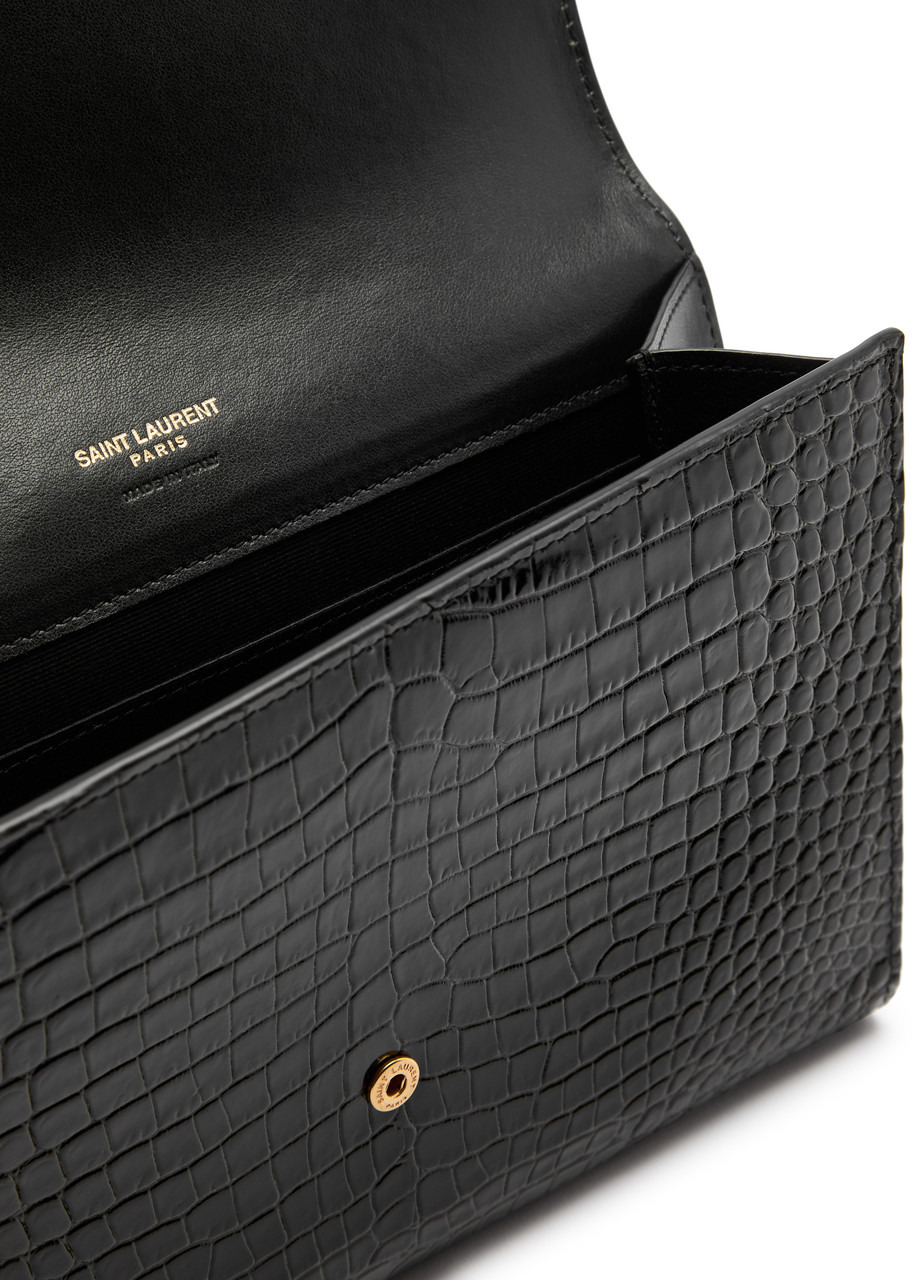 Saint Laurent Cassandre Crocodile-effect Patent Leather Pouch - 4