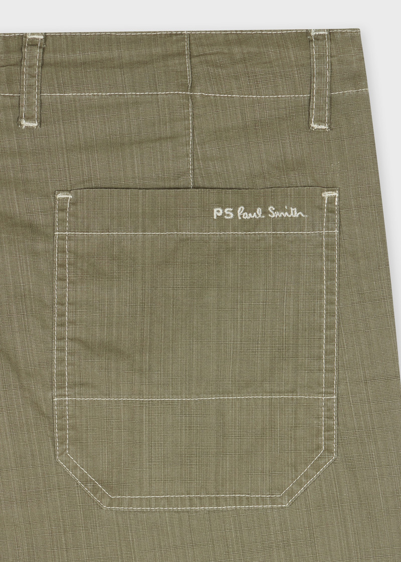 Paul Smith Khaki Coated Slub-Cotton Trousers outlook