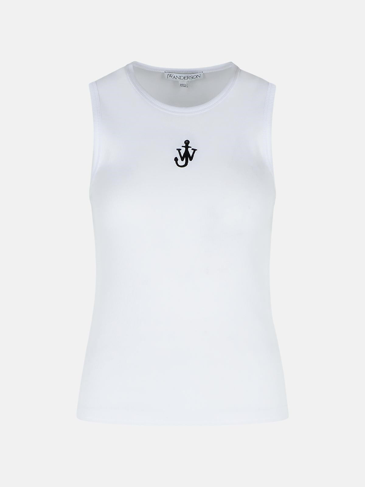 'ANCHOR' WHITE COTTON TANK TOP - 1