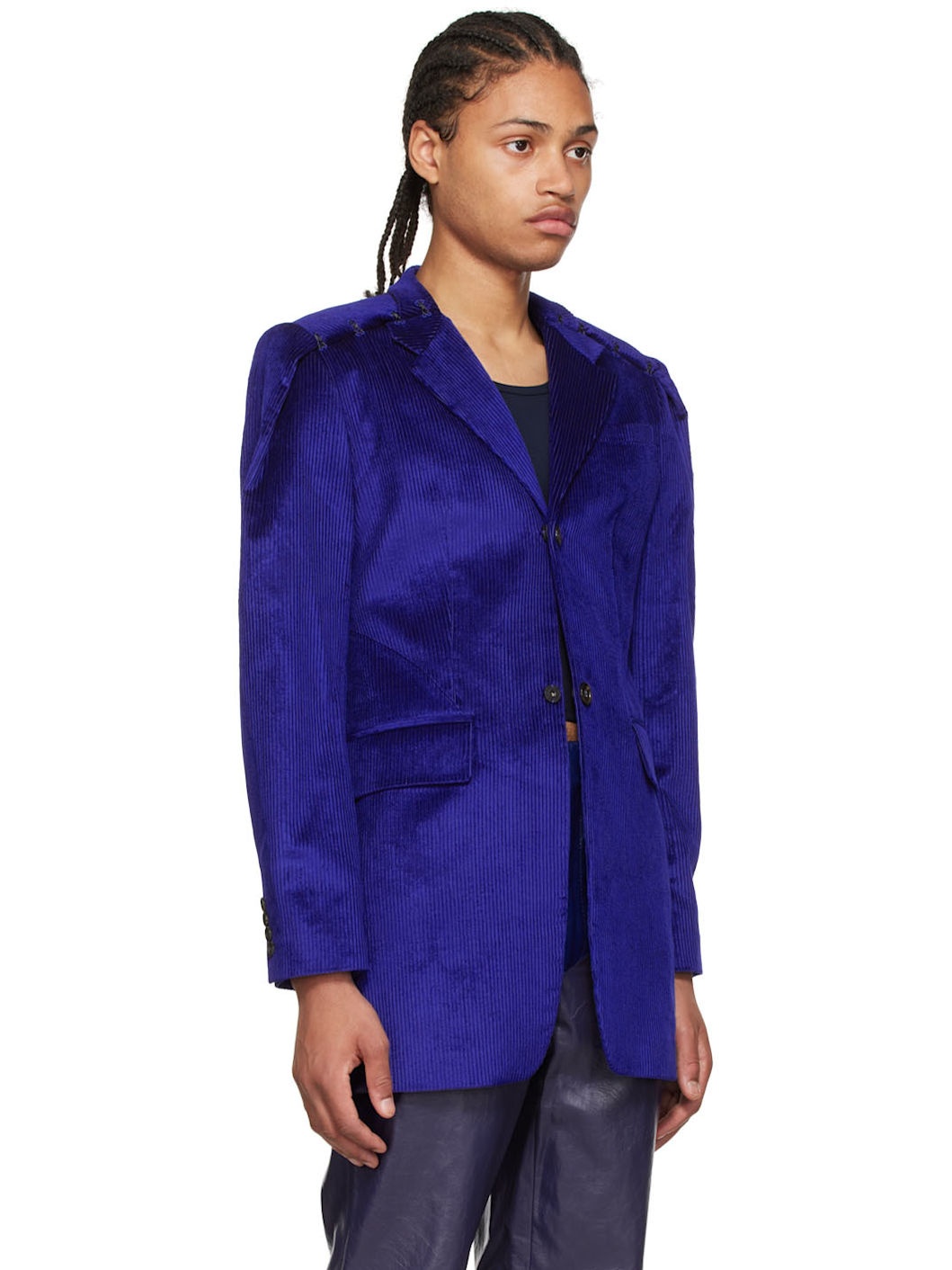 Purple Cotton Blazer - 2