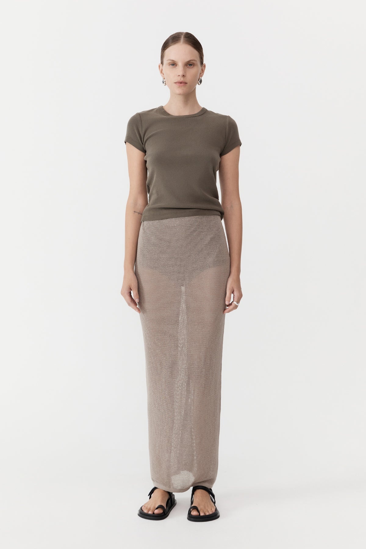 Mesh Maxi Skirt - Fog - 2