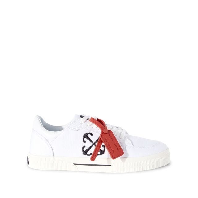 Vulcanized contrasting-tag canvas sneakers - 1