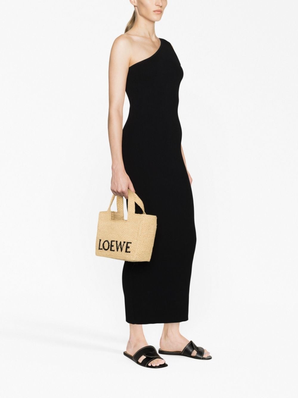 logo-embroidered raffia tote bag - 2