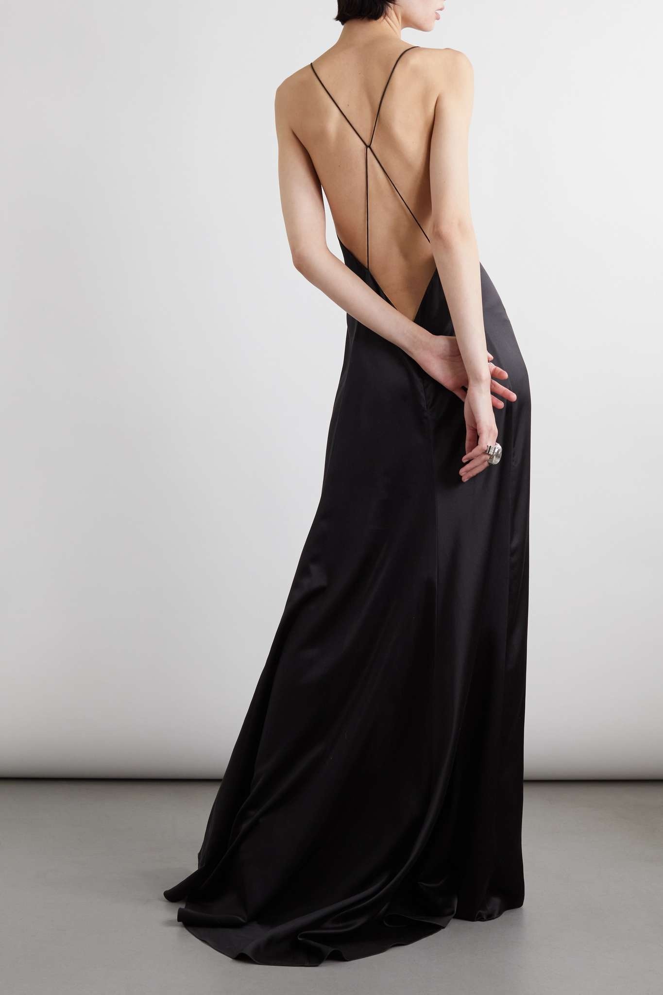 Open-back silk-satin maxi dress - 3