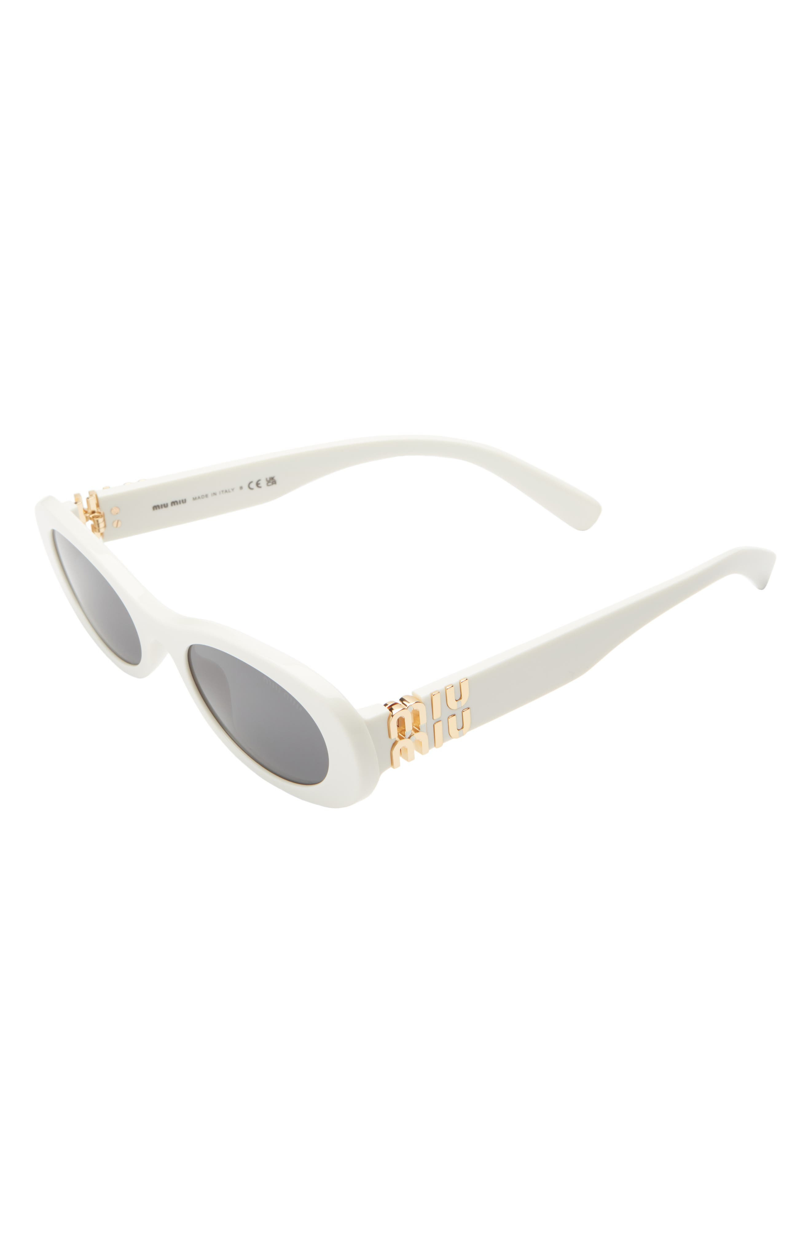 Miu Miu 50mm Oval Sunglasses in Dark Grey/Ivory at Nordstrom - 2