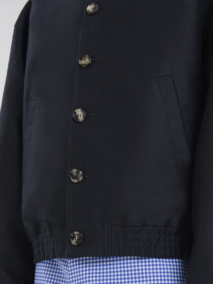BLACK GABARDINE HOODED JACKET - 5