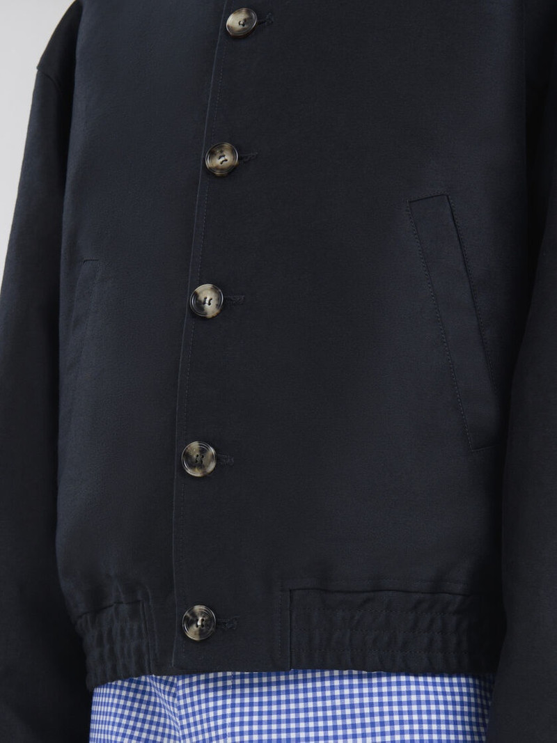BLACK GABARDINE HOODED JACKET 5