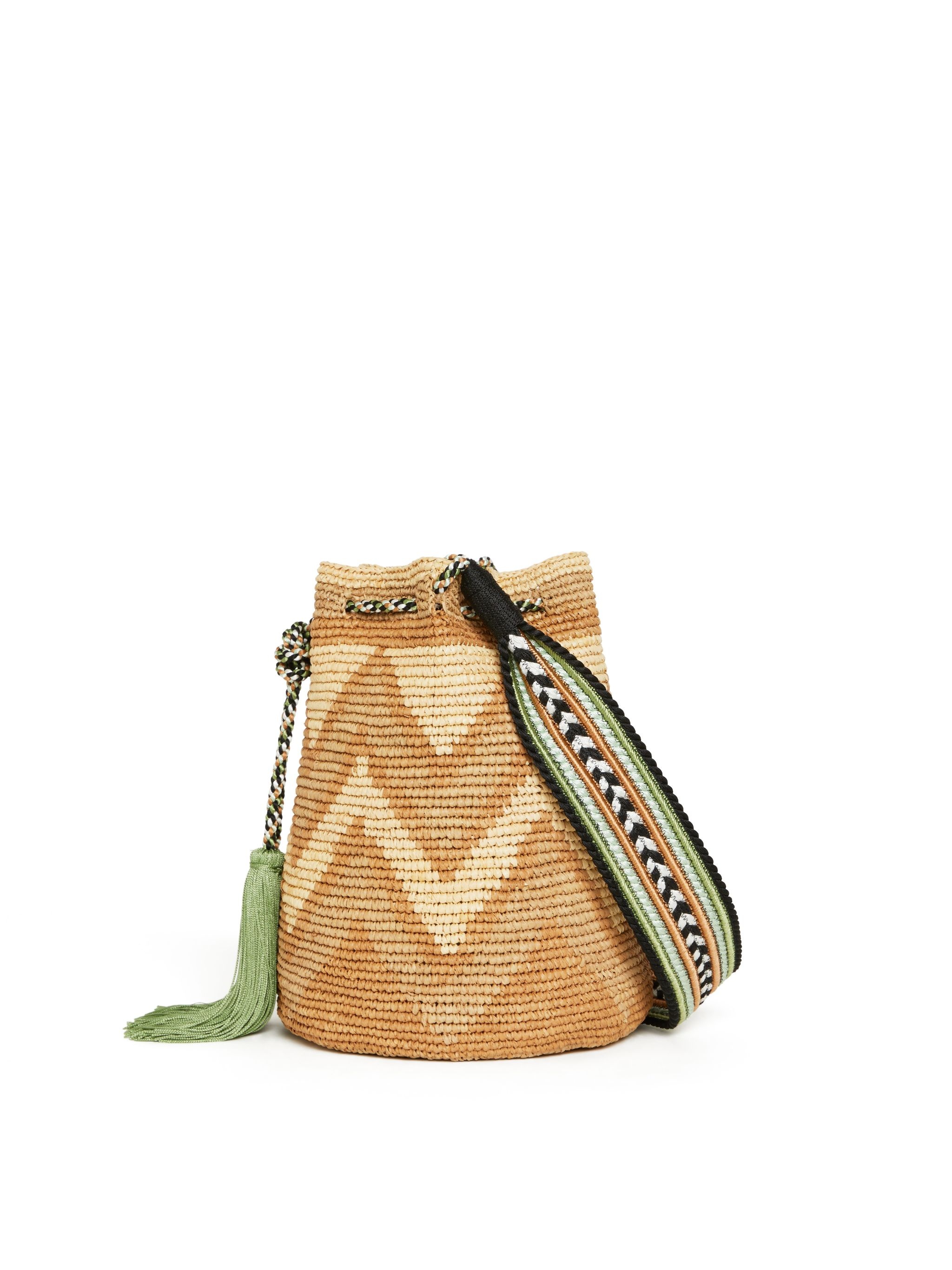 Handmade Chevron Raffia Satchel Bag - 5