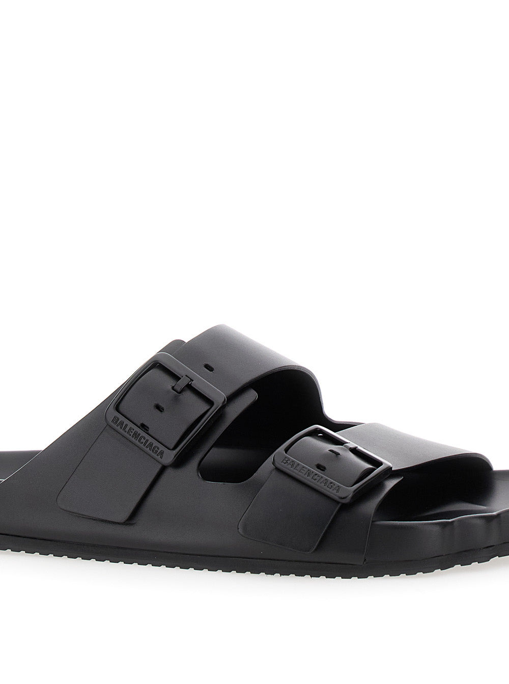 Balenciaga Men 'Sunday' Black Sandals With Engraved Logo In Leather Woman - 4