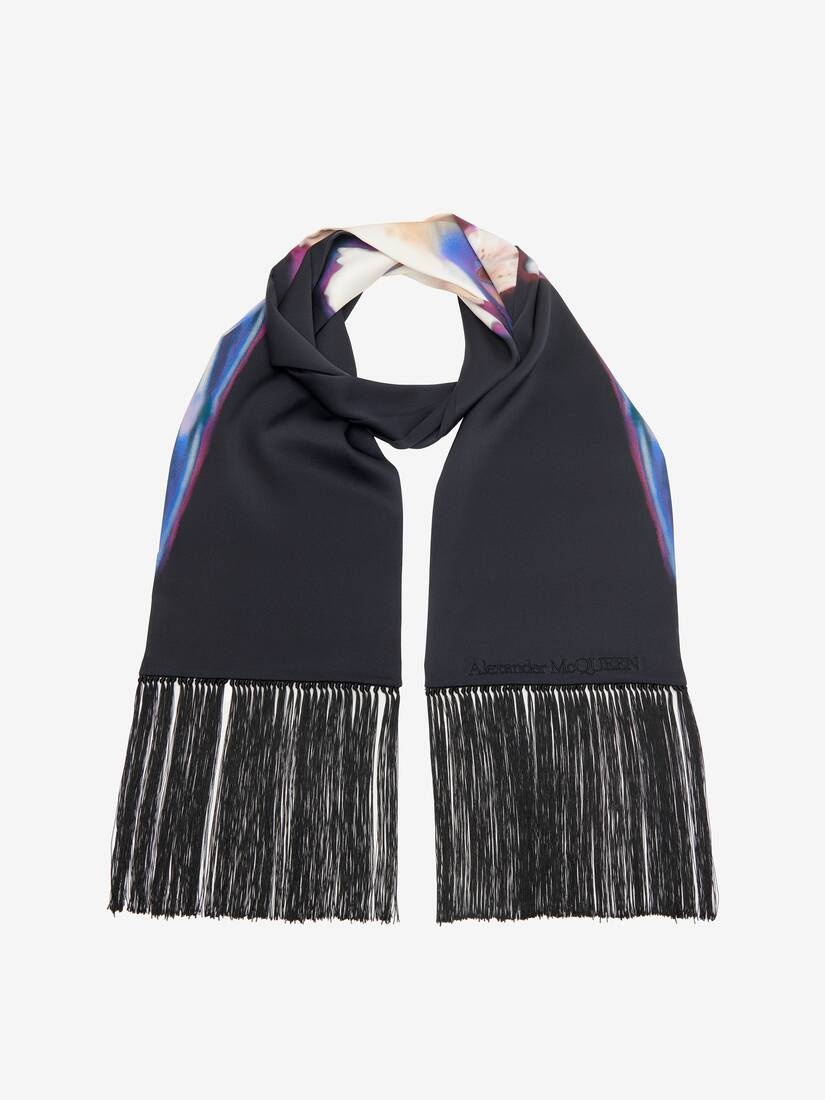 Women's Solar Floral Opera Scarf in Black/pink - 3