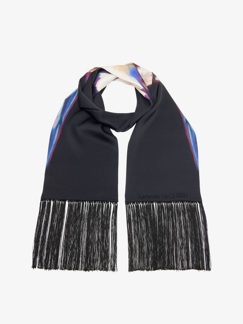 Women's Solar Floral Opera Scarf in Black/pink 3