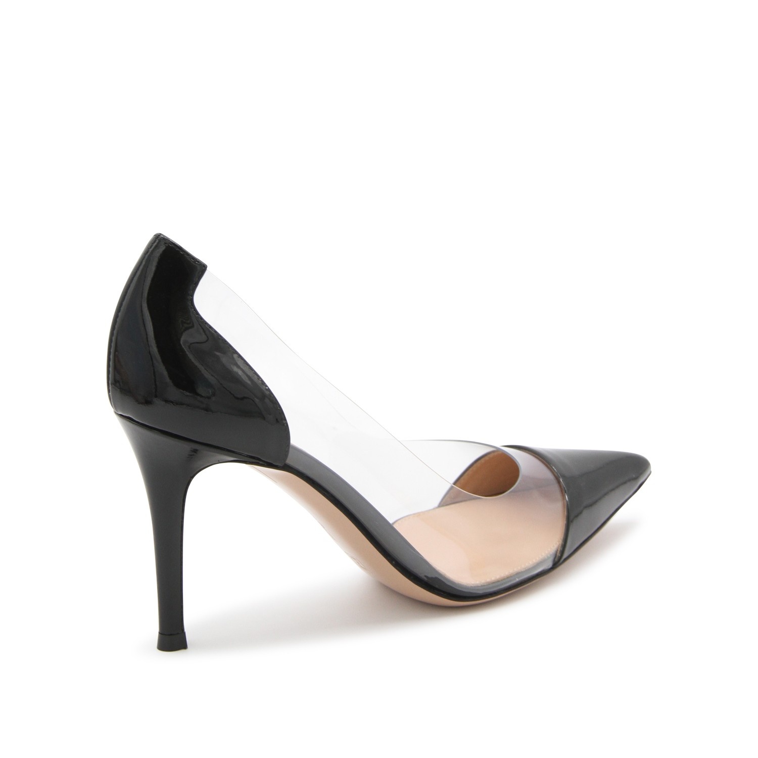 BLACK LEATHER PLEXI PUMPS - 3