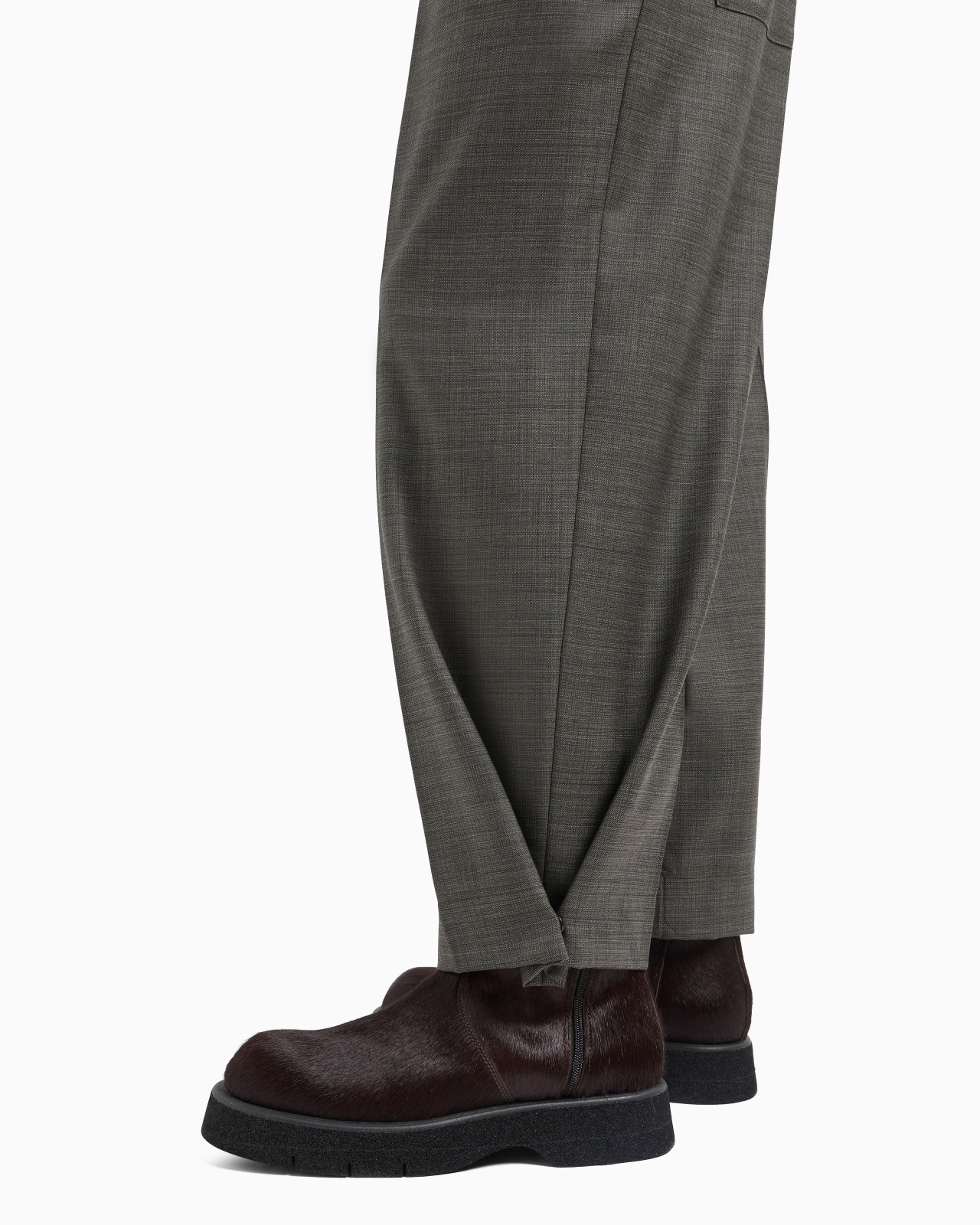 SUPER 130’S BASKETWEAVE-EFFECT VIRGIN WOOL CANVAS TROUSERS - 5