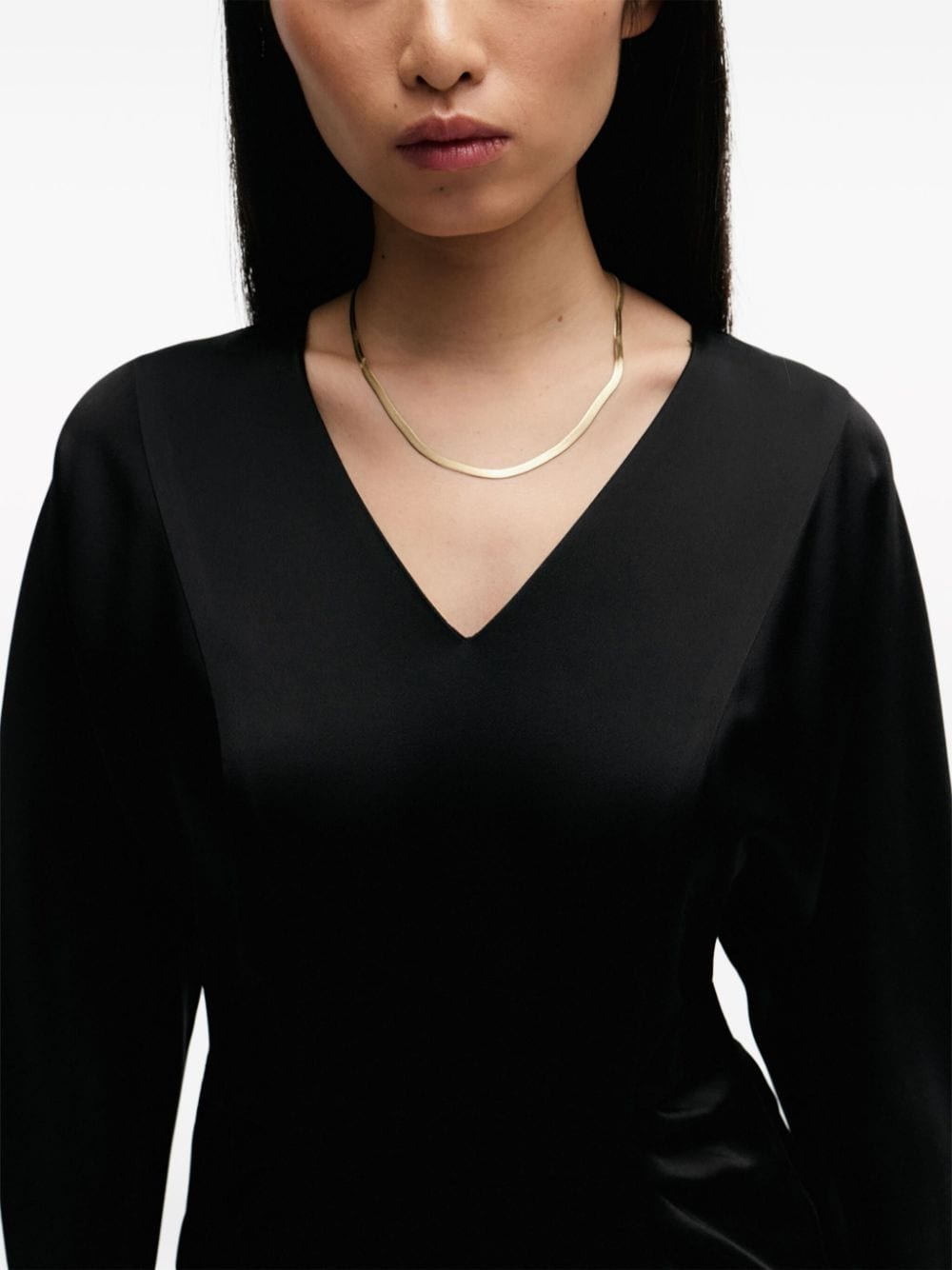 V-neck satin midi dress - 4