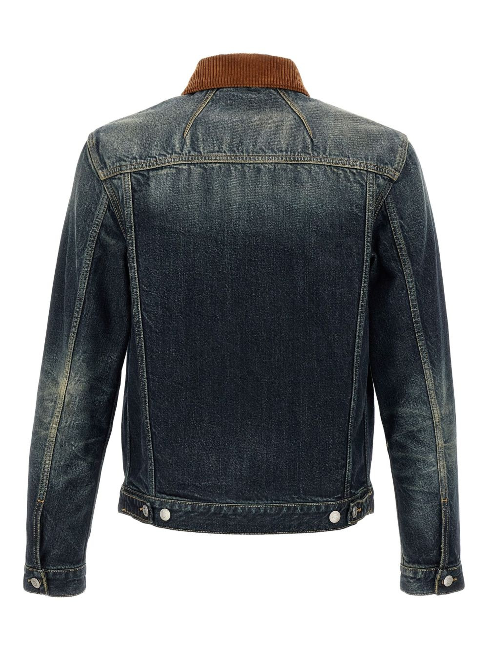 corduroy-collar denim jacket - 2