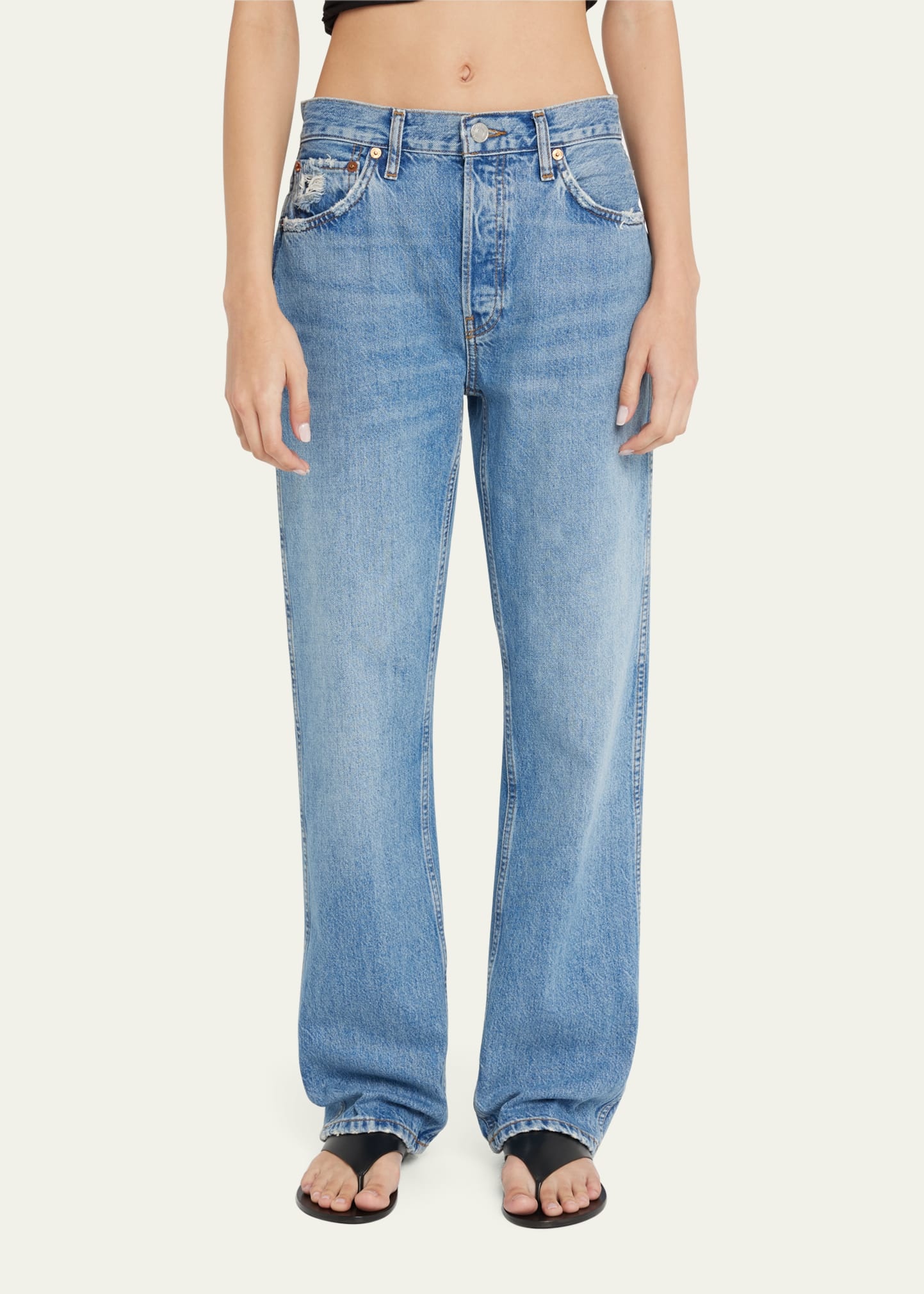 High-Rise Loose Rigid Straight-Leg Jeans - 4