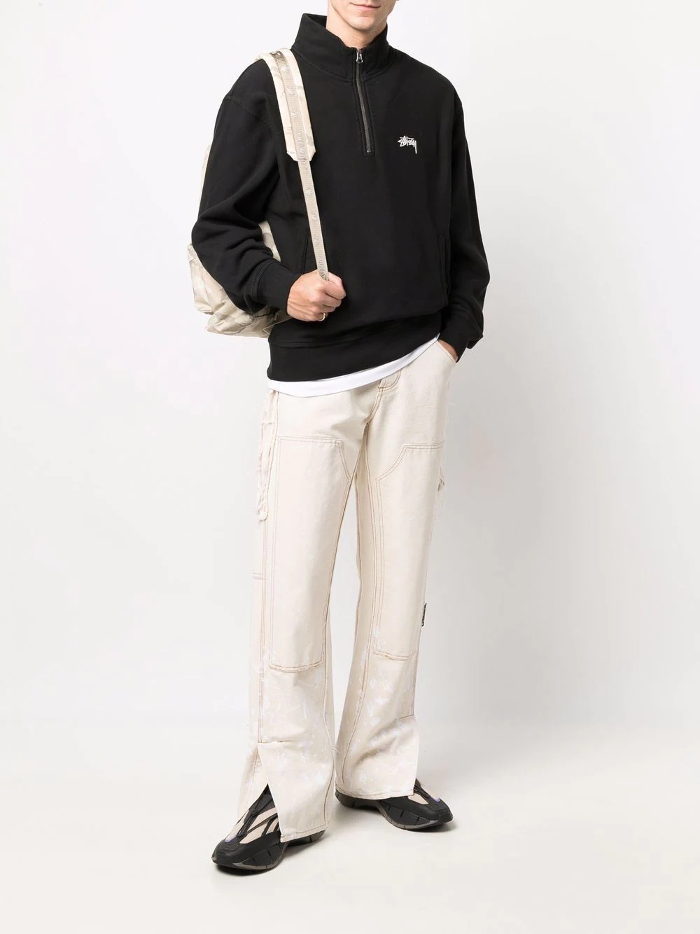 mock-neck zip-up sweatshirt - 2