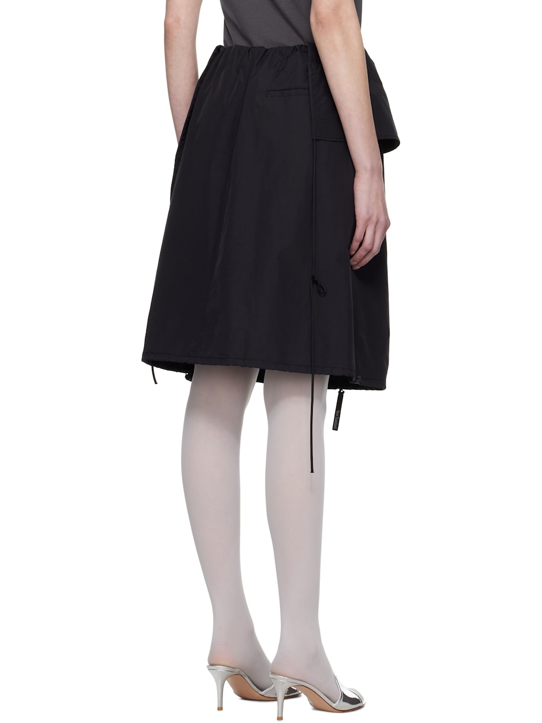 Black Parka Layered Midi Skirt - 3