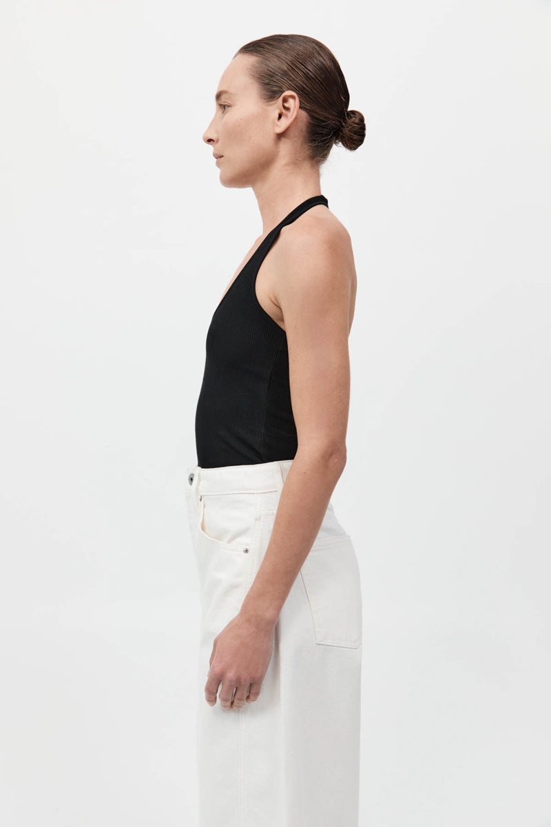 Rib Halter Top - Black - 4