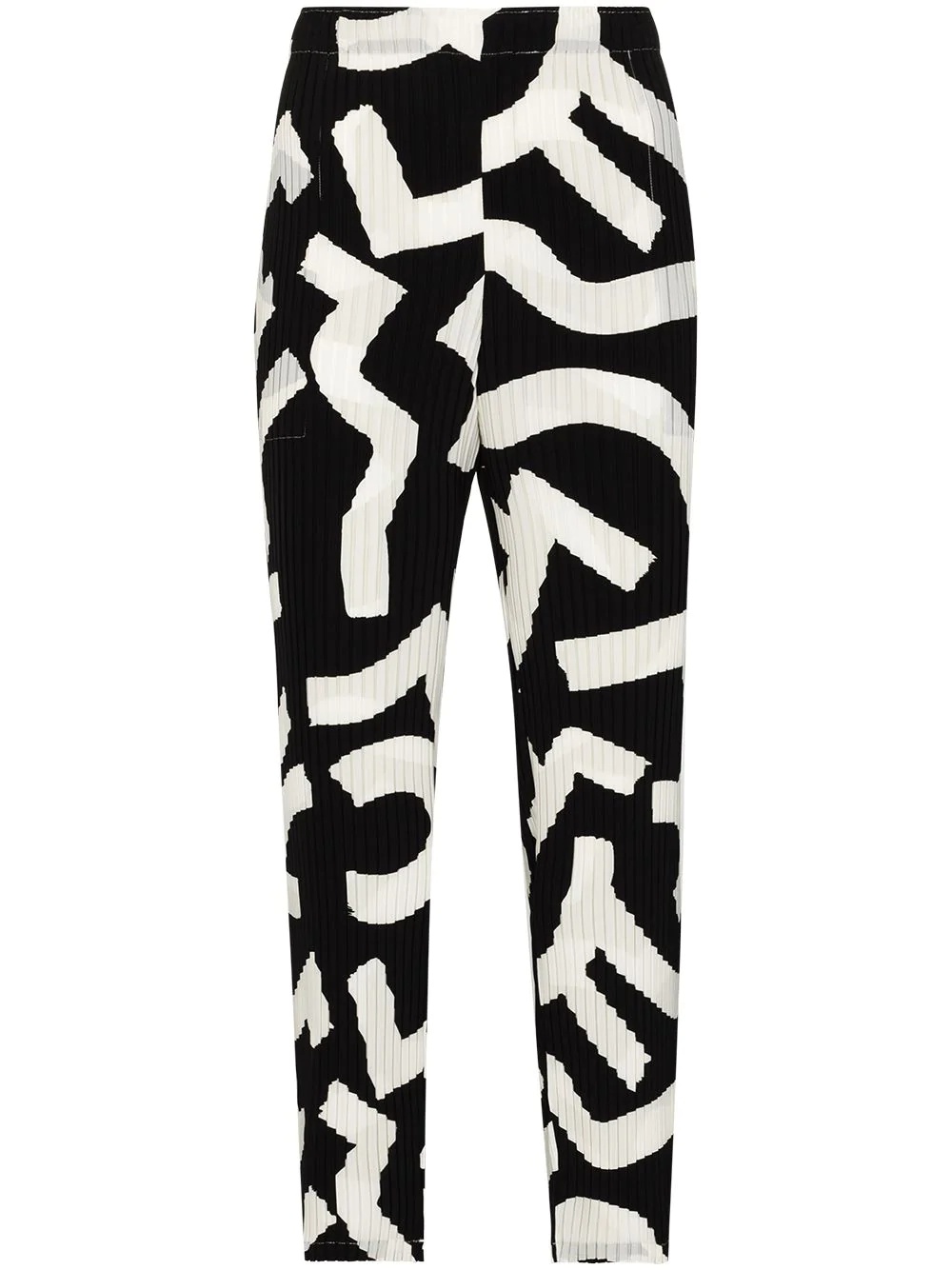 patterned plissé cropped trousers - 1