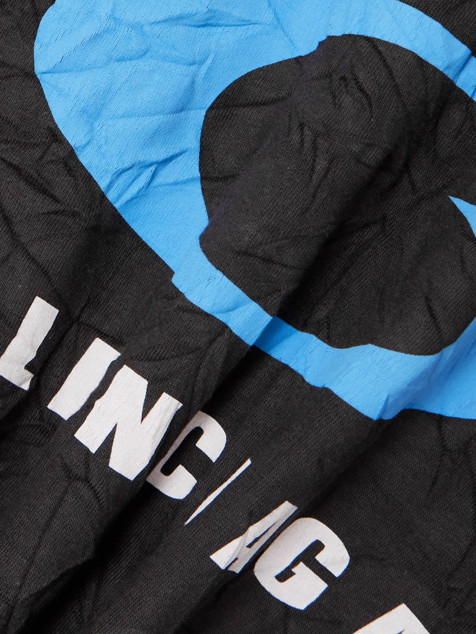 Cropped distressed printed cotton-jersey T-shirt Black - 5