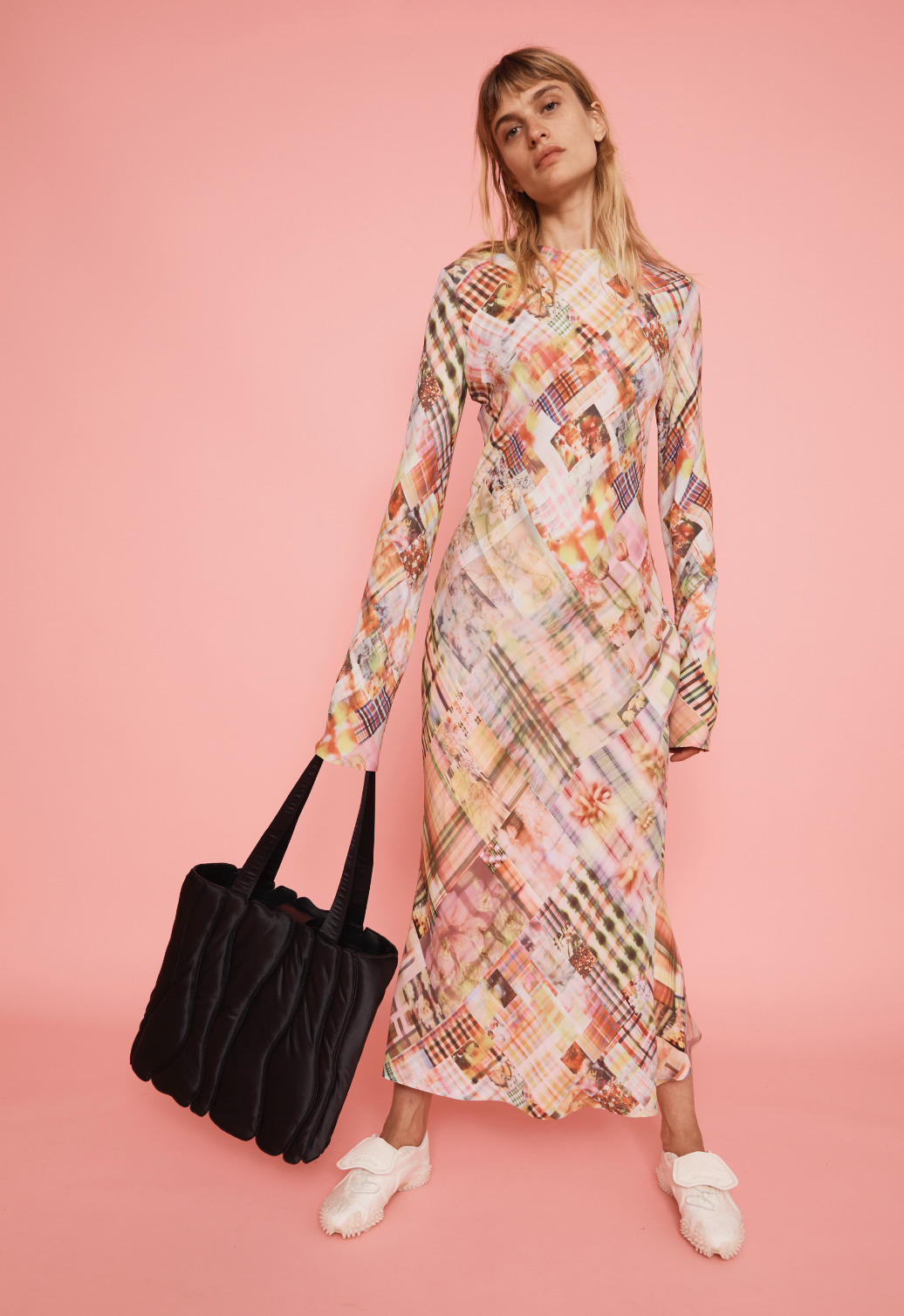 BLACK SATIN CATERPILLAR TOTE - 4
